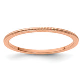 10K Rose Gold 1.2mm Milgrain Stackable Band Size 10